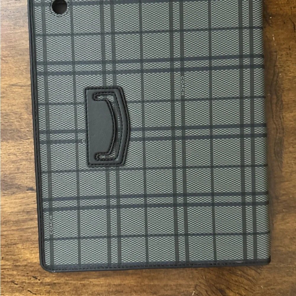 Coach Black and Gray Checkered Tablet Cover NWOT MSRP $168
